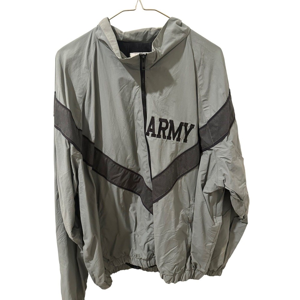Skilcraft Army PFU Men's Size Large~Long Nylon Windbreaker~Jacket Gray Black